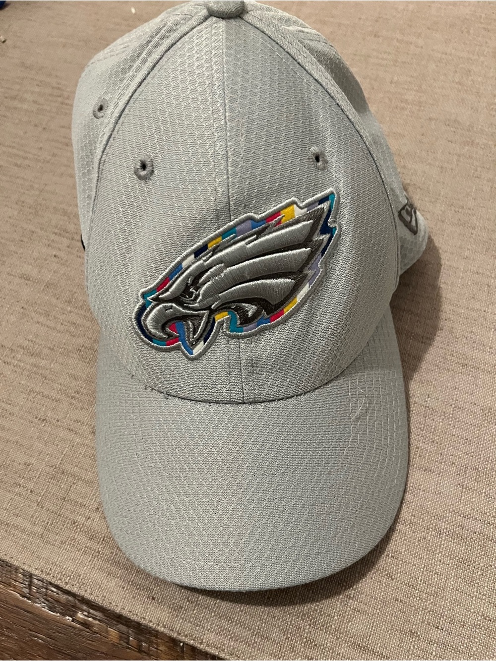 New Era Light Gray Philadelphia Eagles Hat with Multicolor Trim Logo